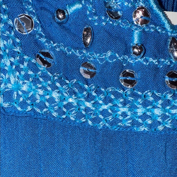 Chic Blue Midi Dress with Embellished Details - Picture 12 of 12